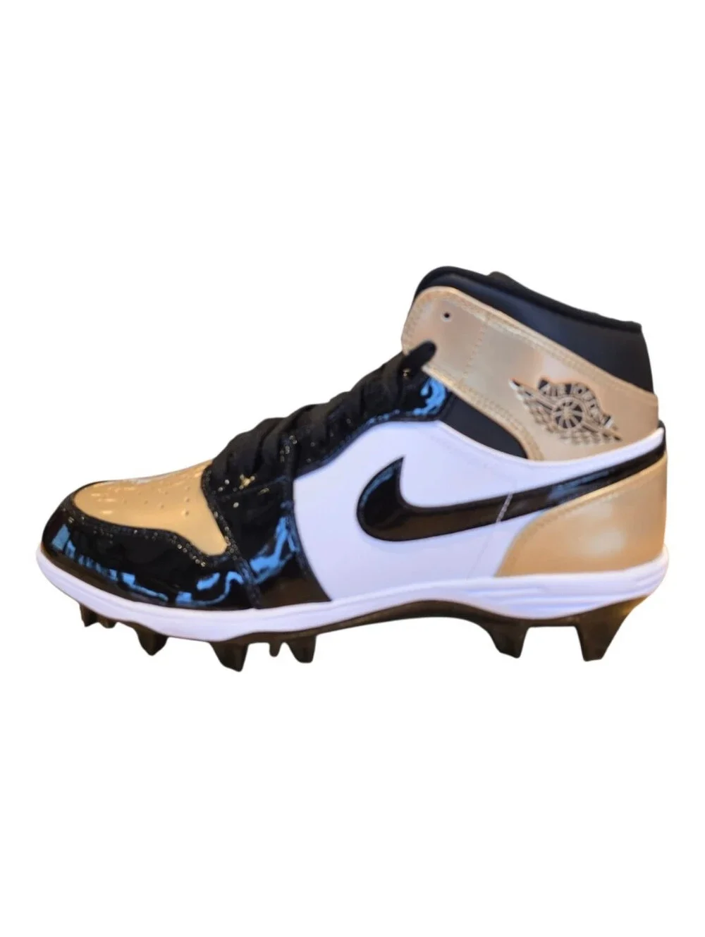 Air Jordan 1 Mid TD Football Cleats FJ6805-701 Gold Black White Men's 11.5 Nike